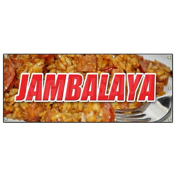 Signmission JAMBALAYA BANNER SIGN new orleans cajun gumbo po boys red beans rice B-96 Jambalaya - main